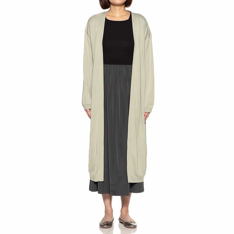 BARNEYS NEW YORK シルクコットンニットロングカーディガン LIGHT GREEN