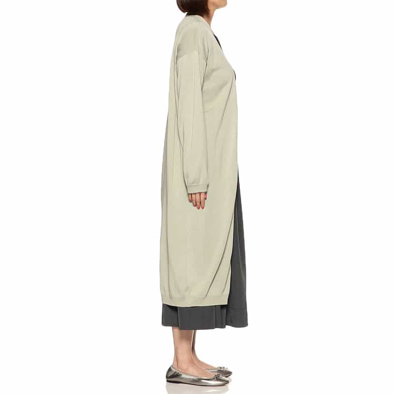 BARNEYS NEW YORK シルクコットンニットロングカーディガン LIGHT GREEN