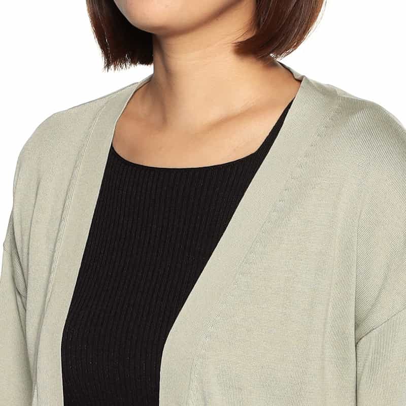 BARNEYS NEW YORK シルクコットンニットロングカーディガン LIGHT GREEN