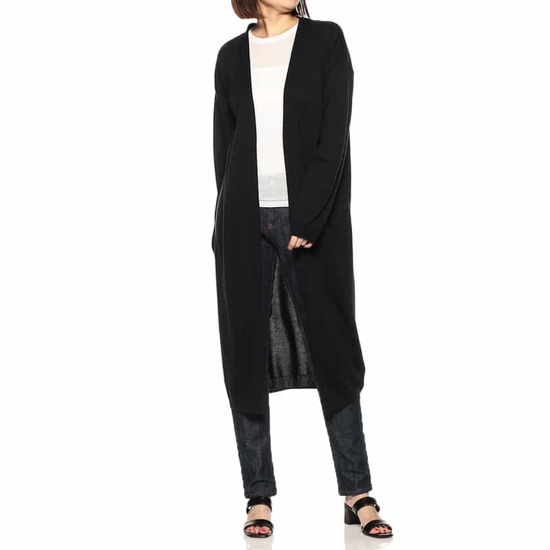 BARNEYS NEW YORK シルクコットンニットロングカーディガン BLACK
