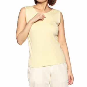 ウォッシャブルシルクリブノースリーブニットプルオーバー