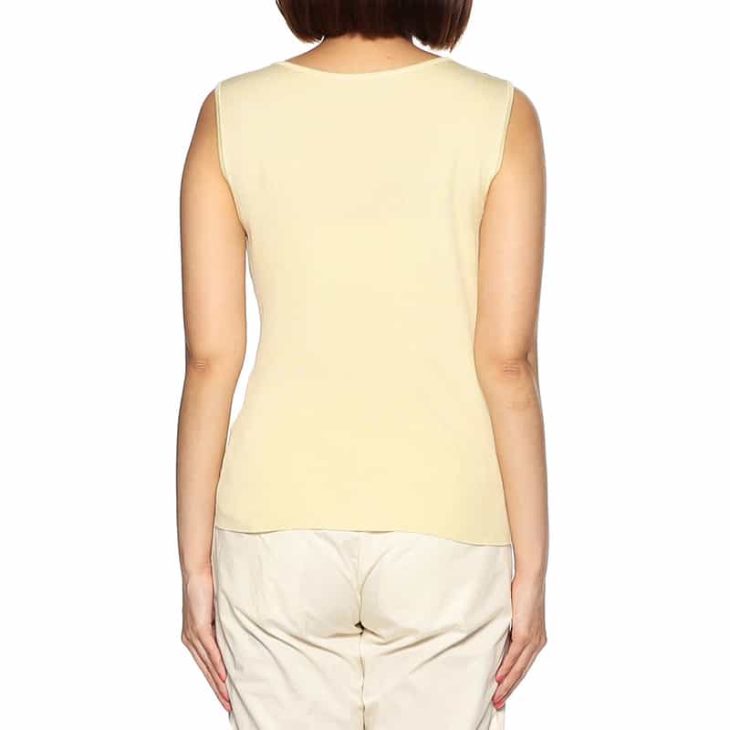 BARNEYS NEW YORK ウォッシャブルシルクリブノースリーブニットプルオーバー LIGHT YELLOW