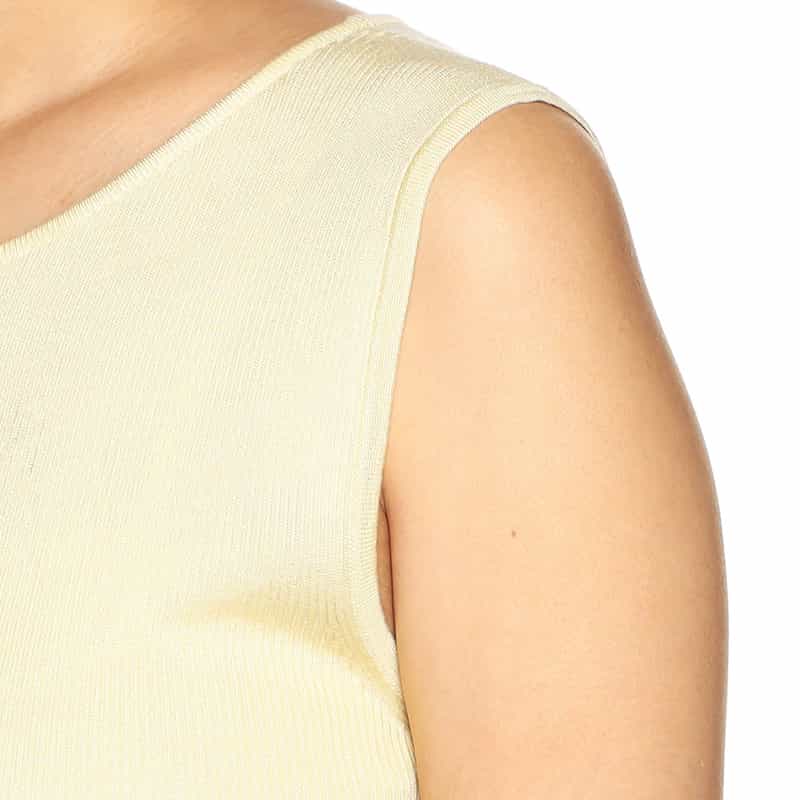 BARNEYS NEW YORK ウォッシャブルシルクリブノースリーブニットプルオーバー LIGHT YELLOW