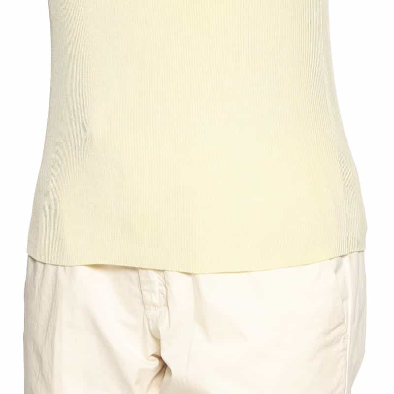 BARNEYS NEW YORK ウォッシャブルシルクリブノースリーブニットプルオーバー LIGHT YELLOW
