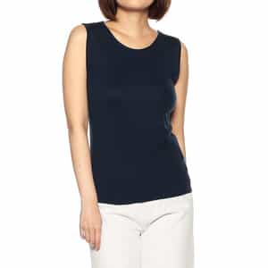 ウォッシャブルシルクリブノースリーブニットプルオーバー