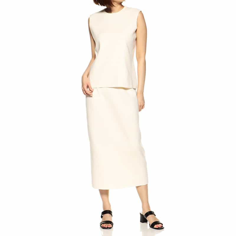 BARNEYS NEW YORK ウォッシャブルコットンニットタイトスカート IVORY