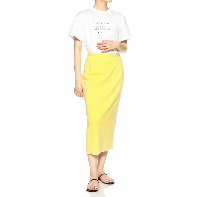 BARNEYS NEW YORK ウォッシャブルコットンニットタイトスカート YELLOW