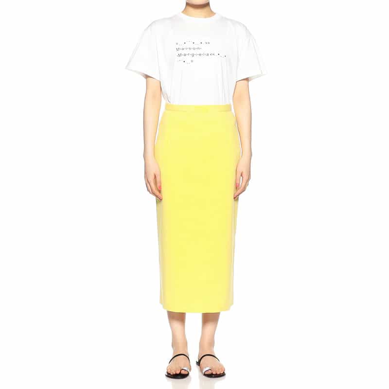 BARNEYS NEW YORK ウォッシャブルコットンニットタイトスカート YELLOW