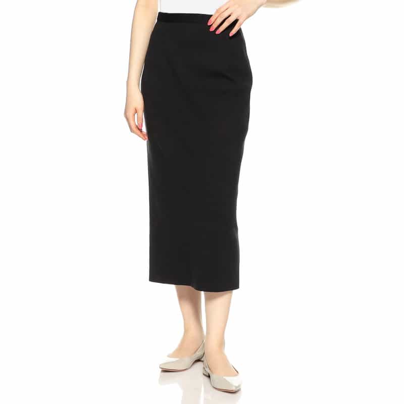 BARNEYS NEW YORK ウォッシャブルコットンニットタイトスカート BLACK