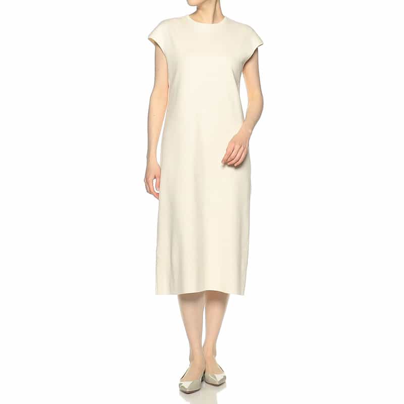 BARNEYS NEW YORK ウォッシャブルコットンAラインドレス IVORY