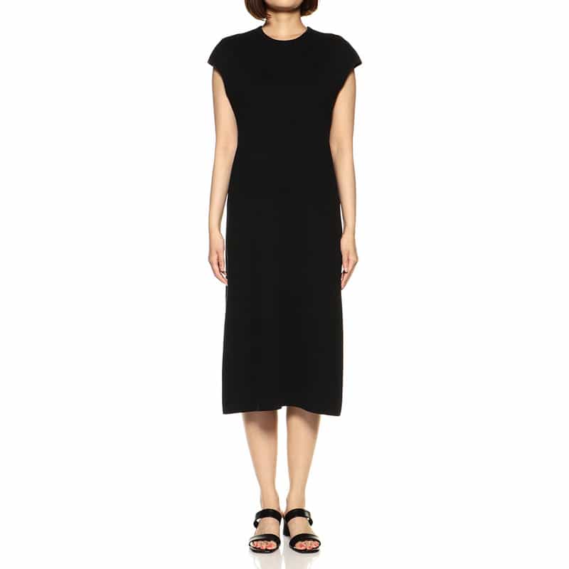 BARNEYS NEW YORK ウォッシャブルコットンAラインドレス BLACK