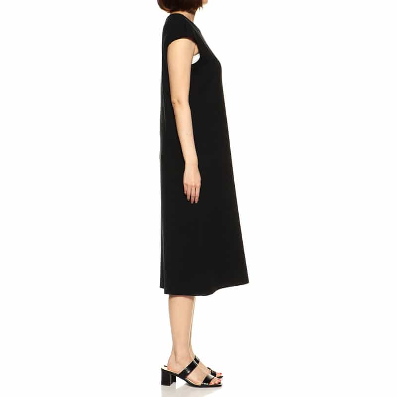 BARNEYS NEW YORK ウォッシャブルコットンAラインドレス BLACK
