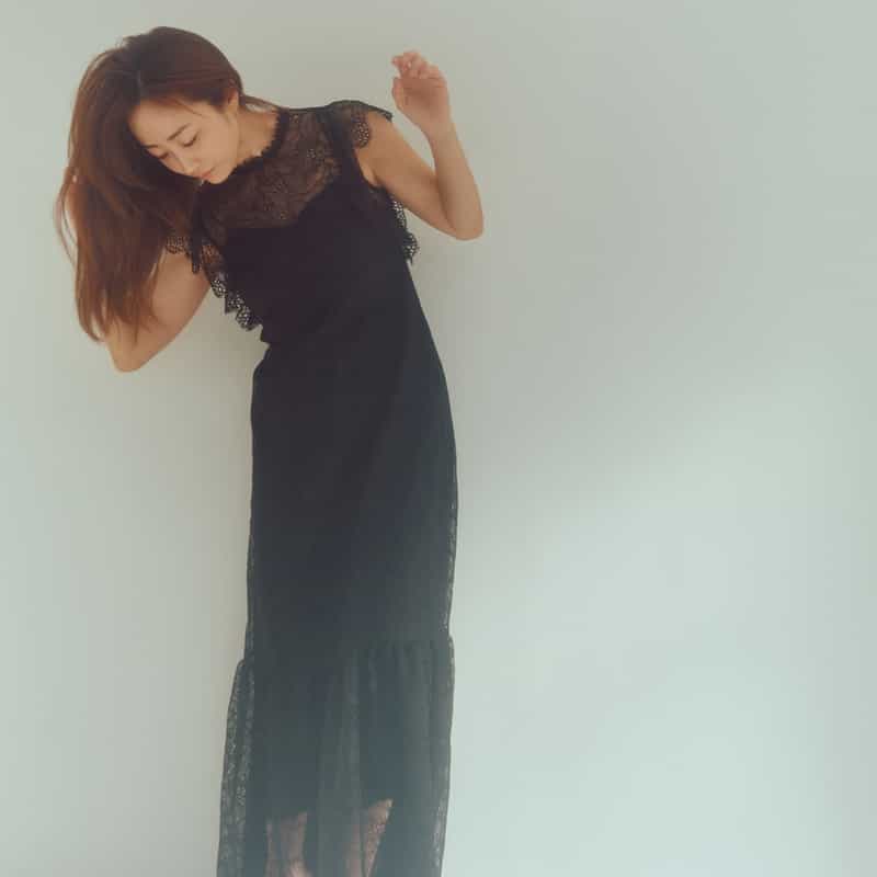 masaco Teranishi 神崎 恵 氏 コラボレーション ラッセルレースドレス BLACK