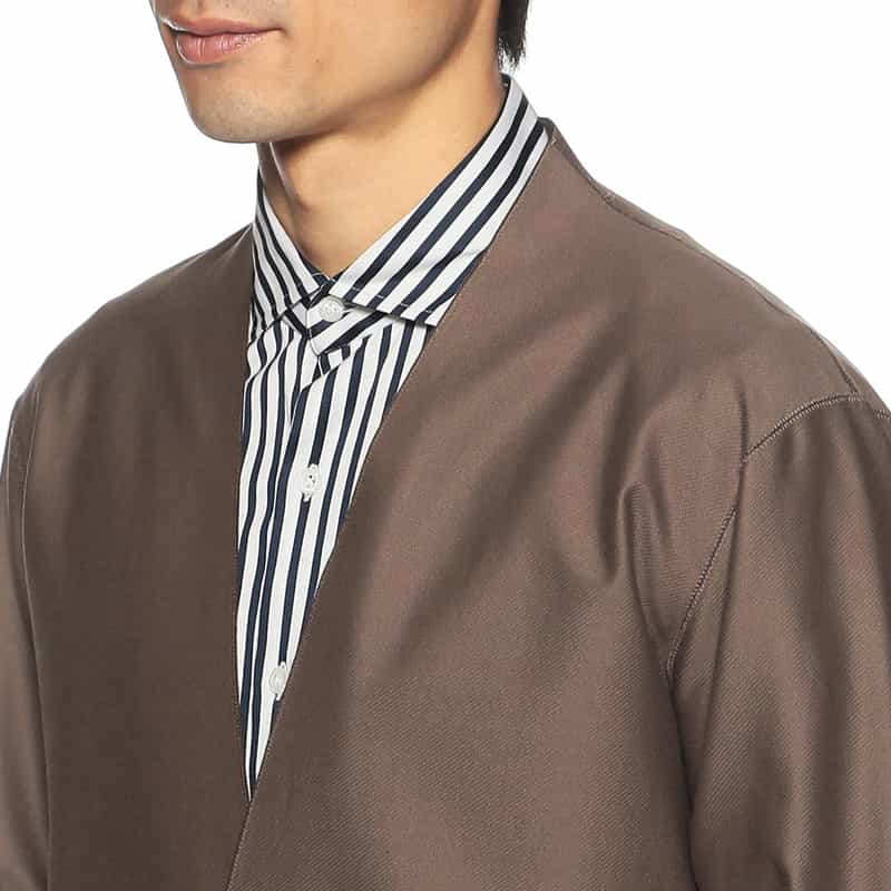 BARNEYS NEW YORK ノーカラージャケット BROWN