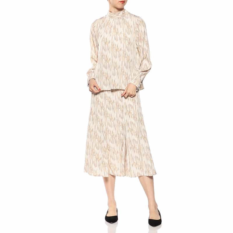 BARNEYS NEW YORK セットアップウォッシャブルプリントスカート LT BEIGE