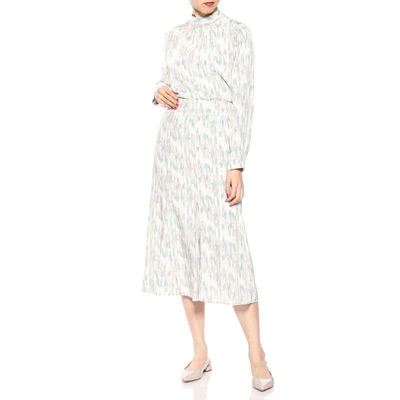 BARNEYS NEW YORK セットアップウォッシャブルプリントスカート BLUE GREEN