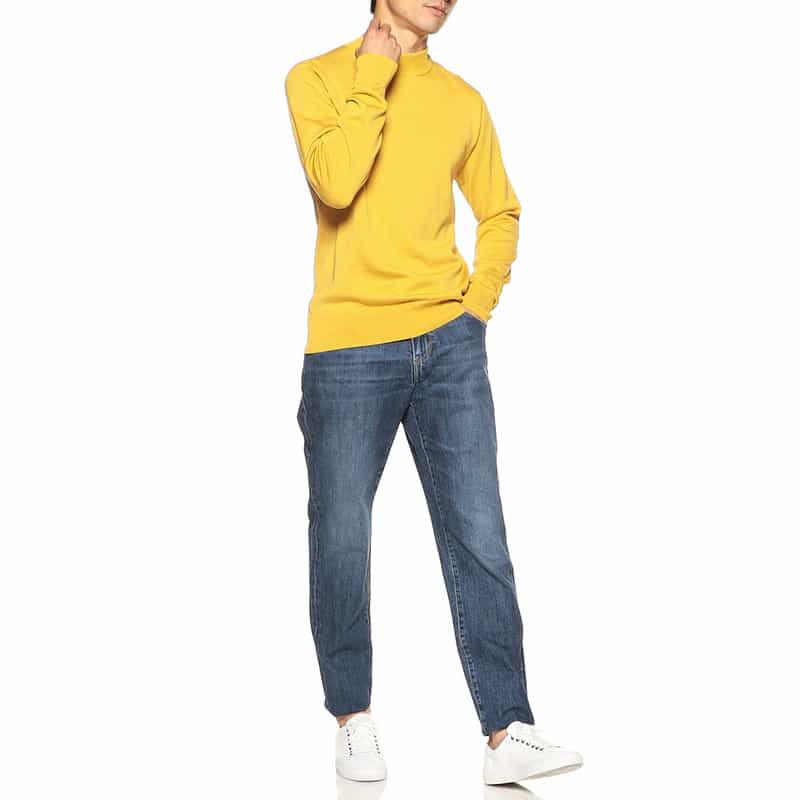 BARNEYS NEW YORK シーアイランドコットン×シルク モックネックニットプルオーバー YELLOW