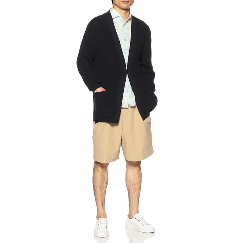 BARNEYS NEW YORK アイスコットンVネックカーディガン NAVY