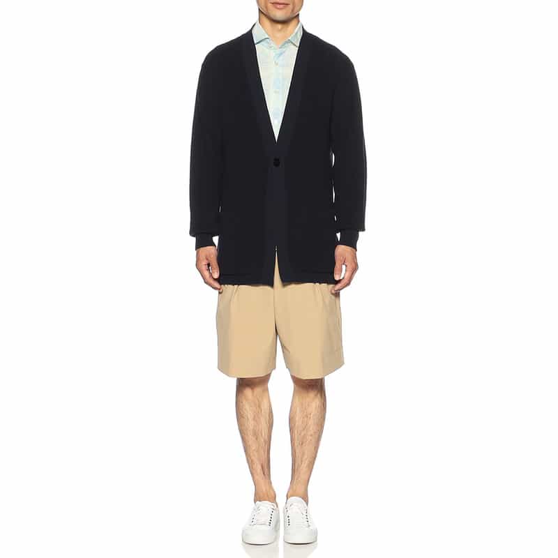 BARNEYS NEW YORK アイスコットンVネックカーディガン NAVY