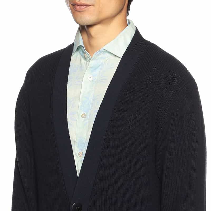 BARNEYS NEW YORK アイスコットンVネックカーディガン NAVY