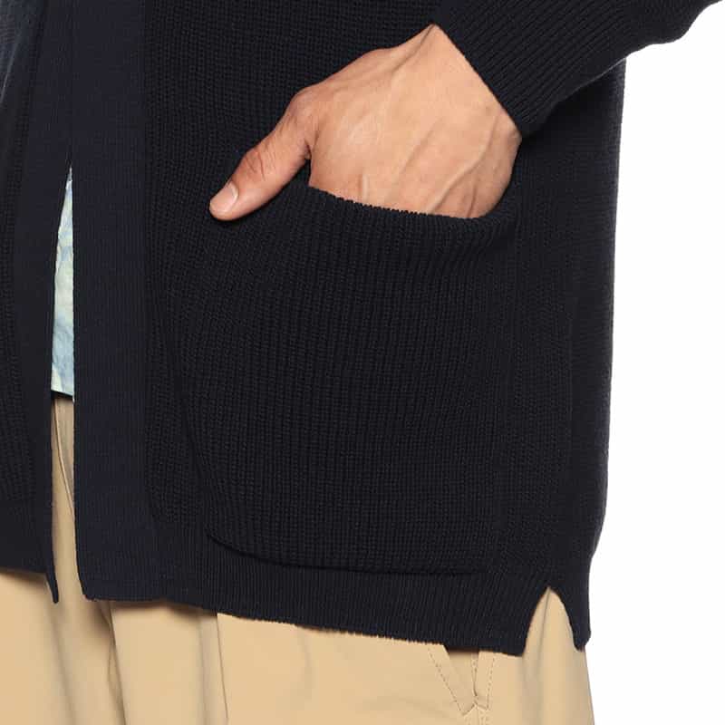 BARNEYS NEW YORK アイスコットンVネックカーディガン NAVY