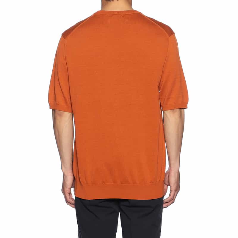 BARNEYS NEW YORK 海島綿ハーフスリーブニットソー ORANGE