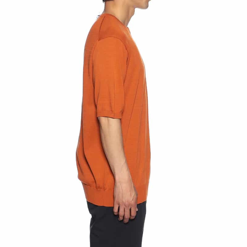 BARNEYS NEW YORK 海島綿ハーフスリーブニットソー ORANGE