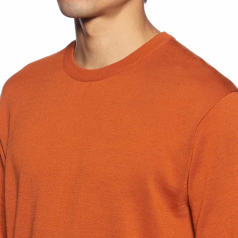 BARNEYS NEW YORK 海島綿ハーフスリーブニットソー ORANGE