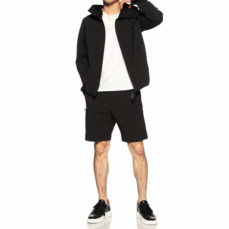 BARNEYS NEW YORK セットアップナイロンストレッチショーツ BLACK