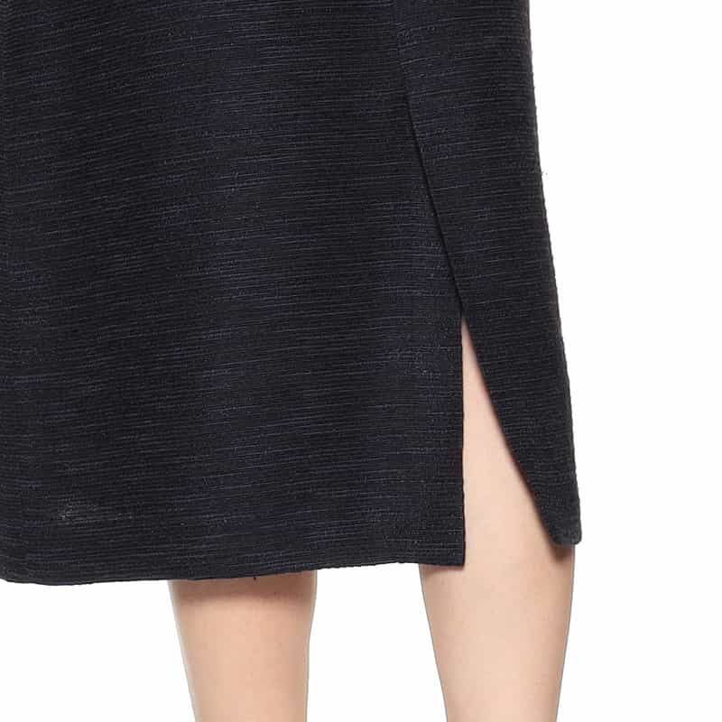 BARNEYS NEW YORK ミックスツィードバルーンスリーブドレス NAVY