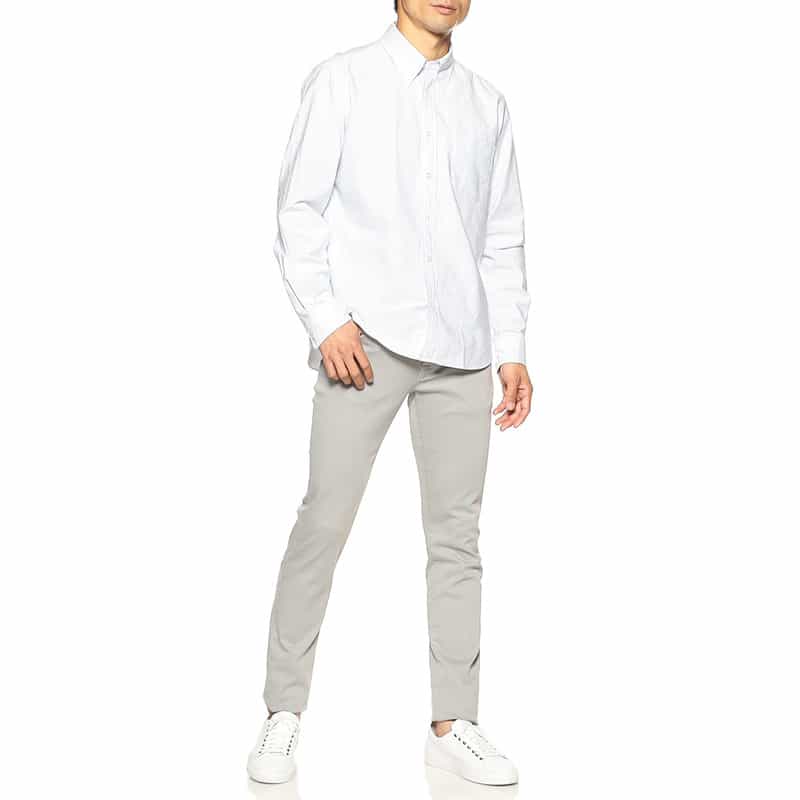 BARNEYS NEW YORK アメリカンシーアイランドコットンストライプシャツ LIGHT BLUE