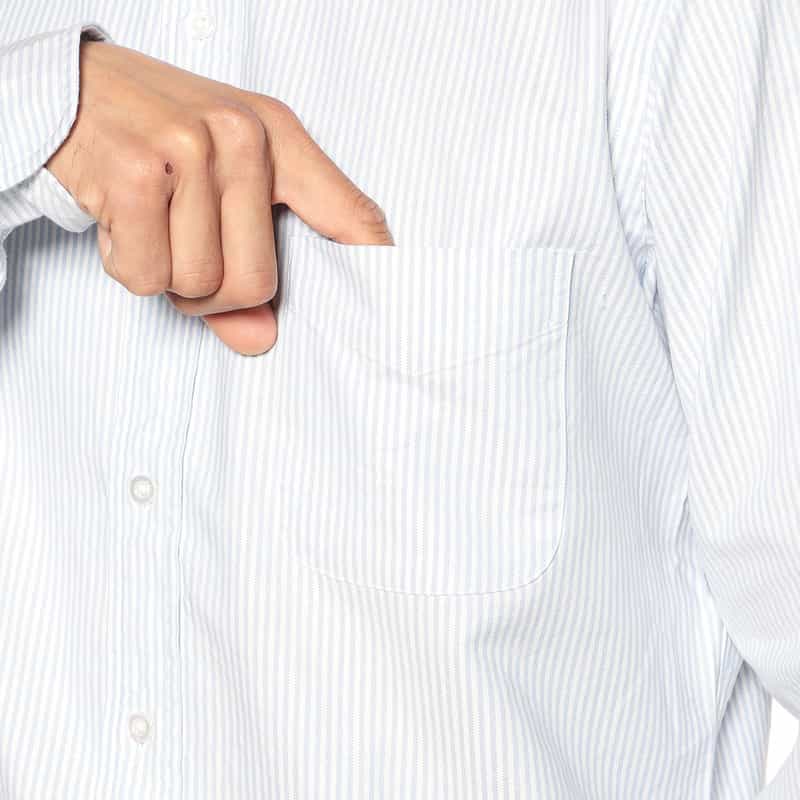 BARNEYS NEW YORK アメリカンシーアイランドコットンストライプシャツ LIGHT BLUE