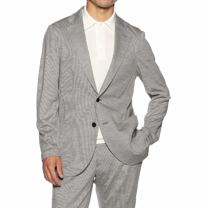 BARNEYS NEW YORK セットアップ千鳥柄ジャージージャケット LIGHT GRAY