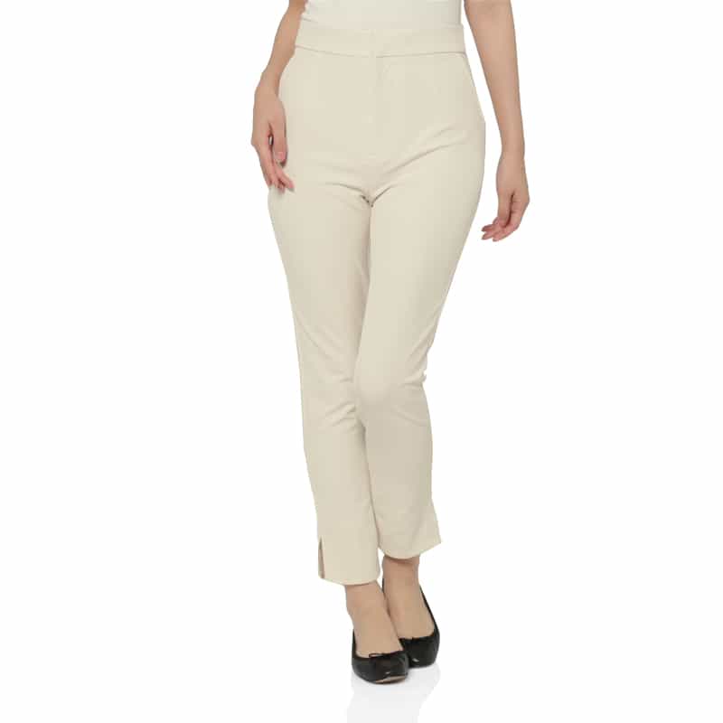 BARNEYS NEW YORK ウォッシャブル サイドスリットスリムパンツ IVORY
