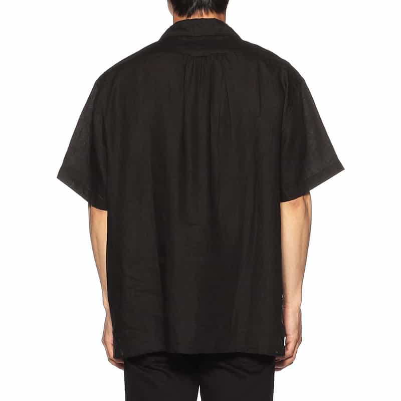 GIVE LIFE バーニーズ　ニューヨーク限定リネンオープンカラーシャツ BLACK