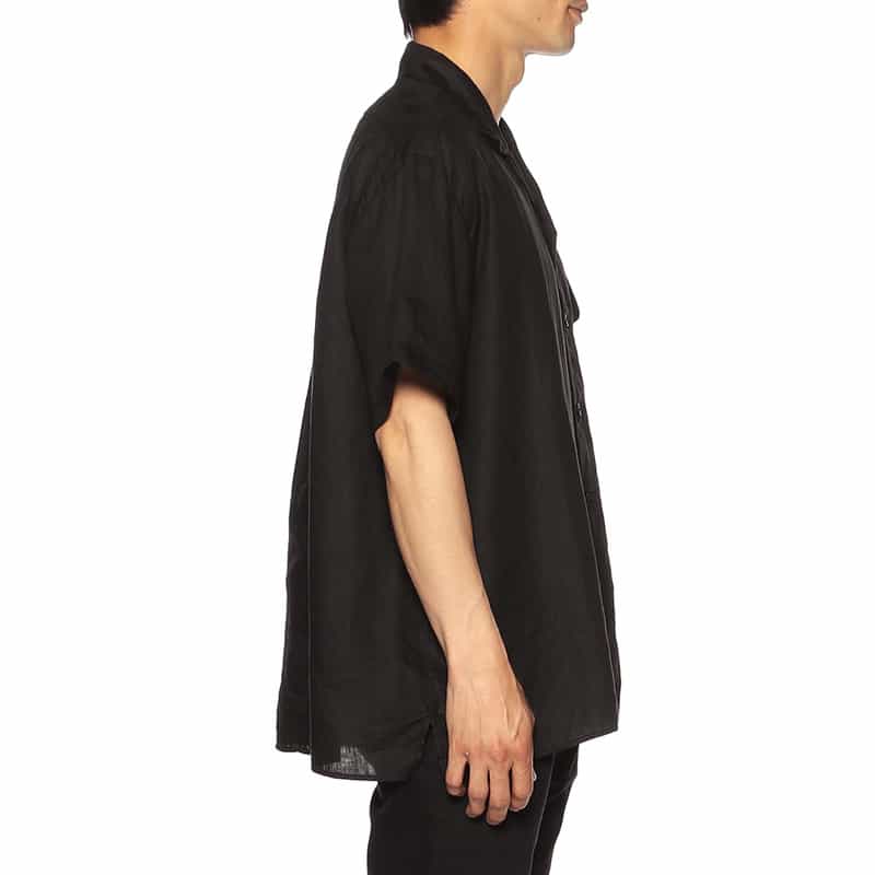 GIVE LIFE バーニーズ　ニューヨーク限定リネンオープンカラーシャツ BLACK