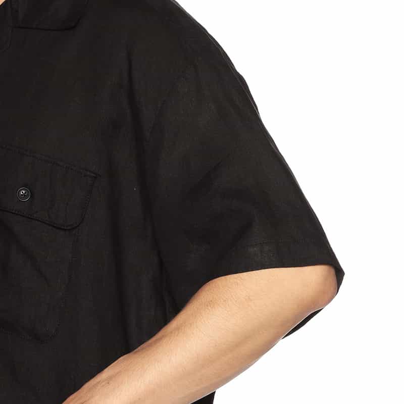 GIVE LIFE バーニーズ　ニューヨーク限定リネンオープンカラーシャツ BLACK