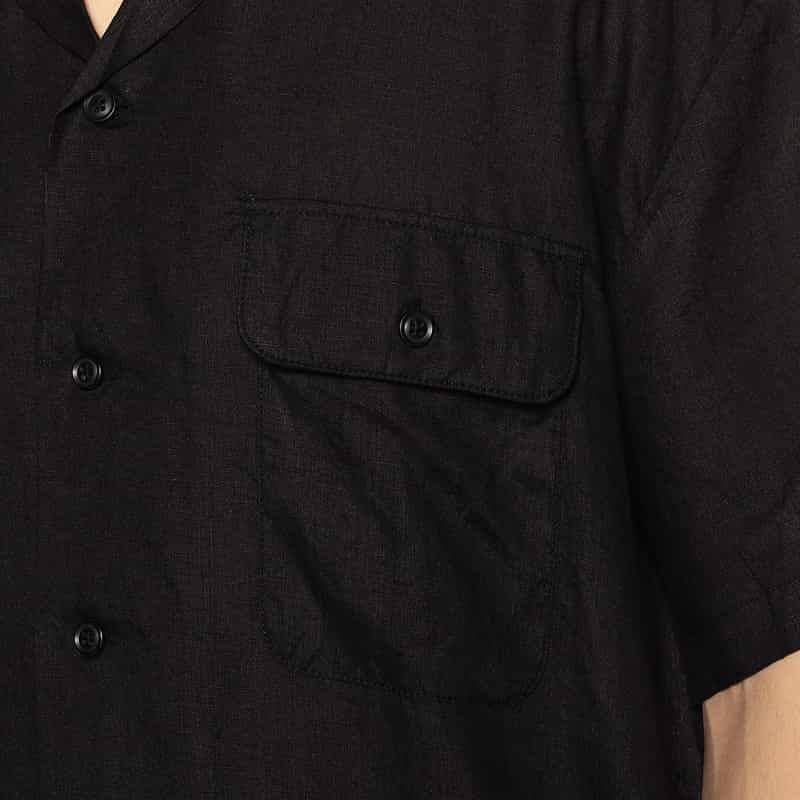 GIVE LIFE バーニーズ　ニューヨーク限定リネンオープンカラーシャツ BLACK