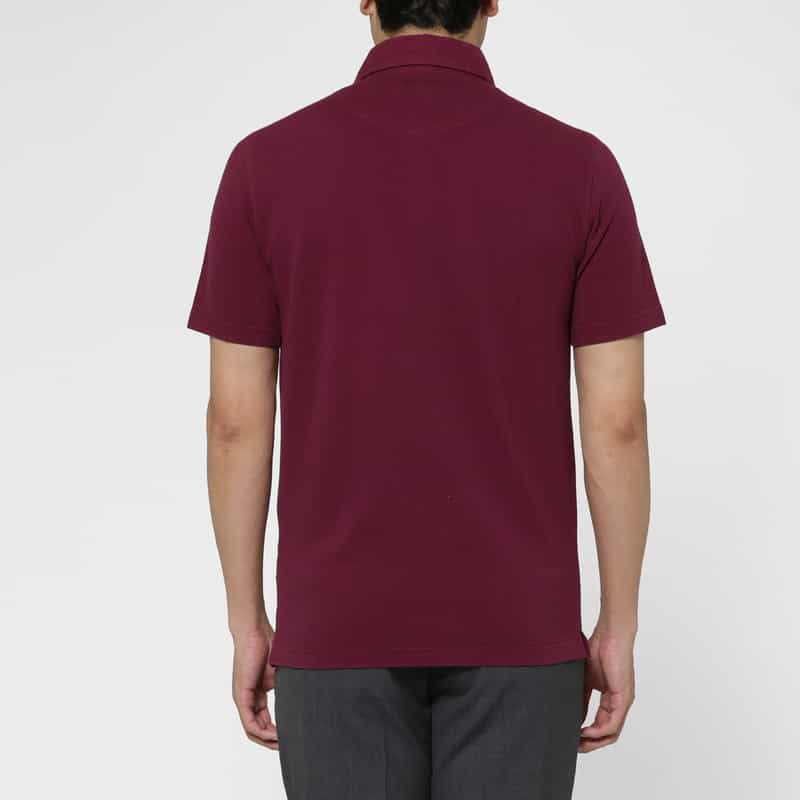 BARNEYS NEW YORK 鹿の子素材コットンポロシャツ WINE