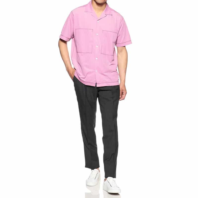 BARNEYS NEW YORK 鹿の子オープンカラーシャツ PINK