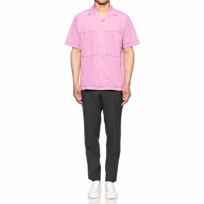 BARNEYS NEW YORK 鹿の子オープンカラーシャツ PINK