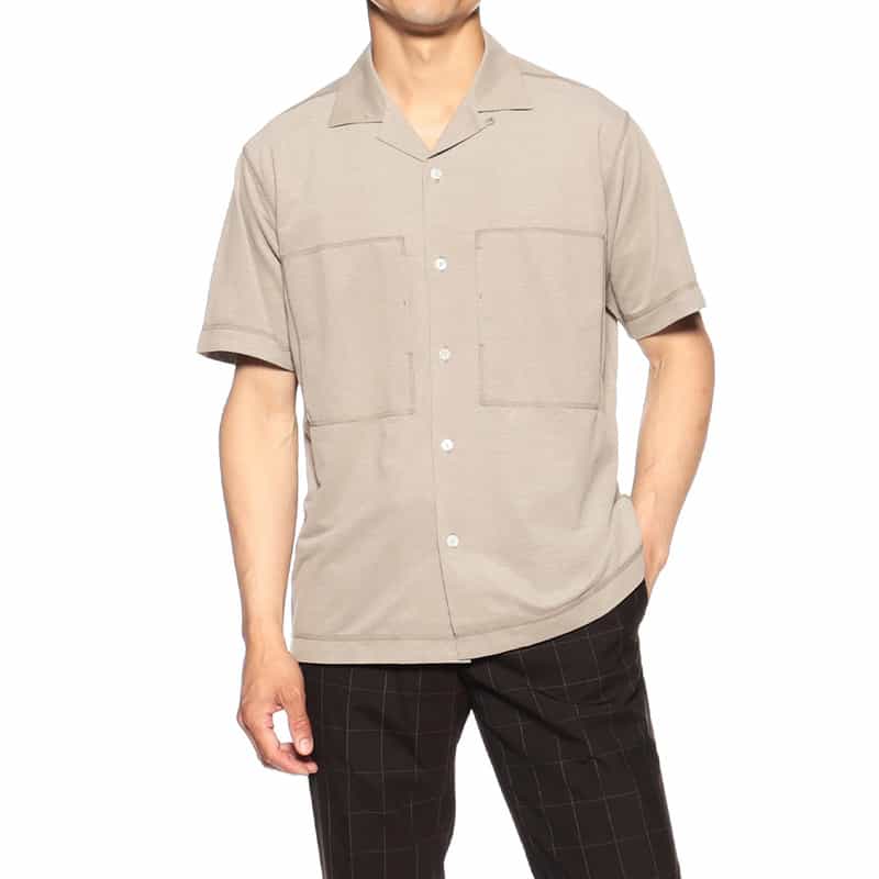 BARNEYS NEW YORK 鹿の子オープンカラーシャツ LIGHT BROWN