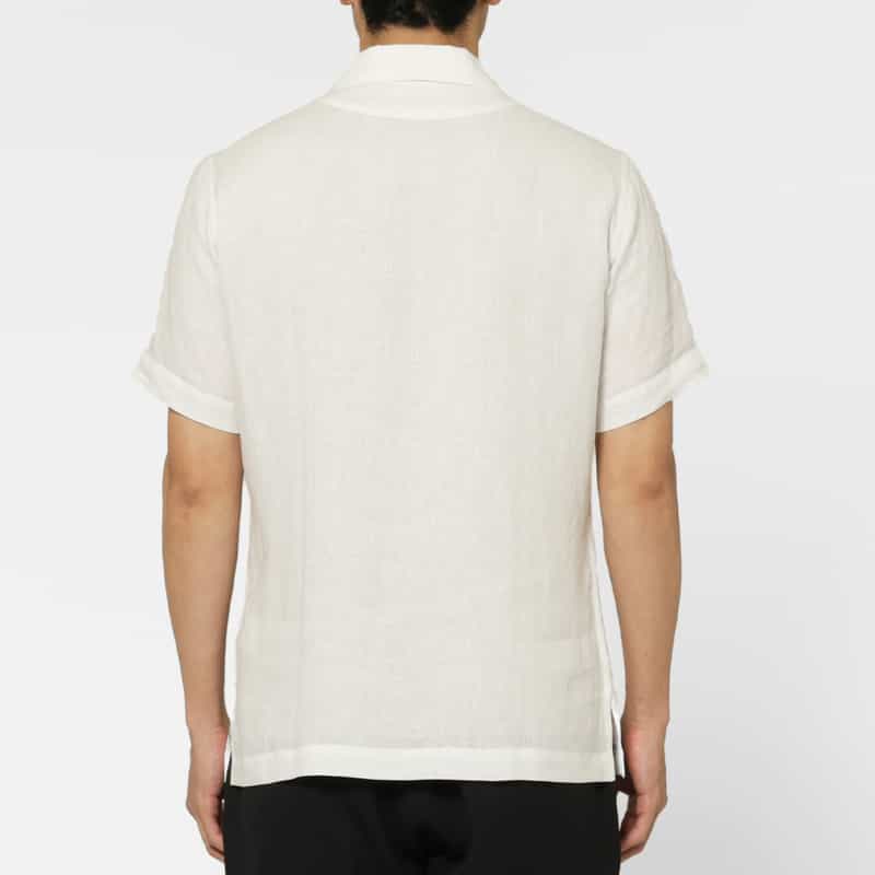 BARNEYS NEW YORK オープンカラーリネンシャツ WHITE