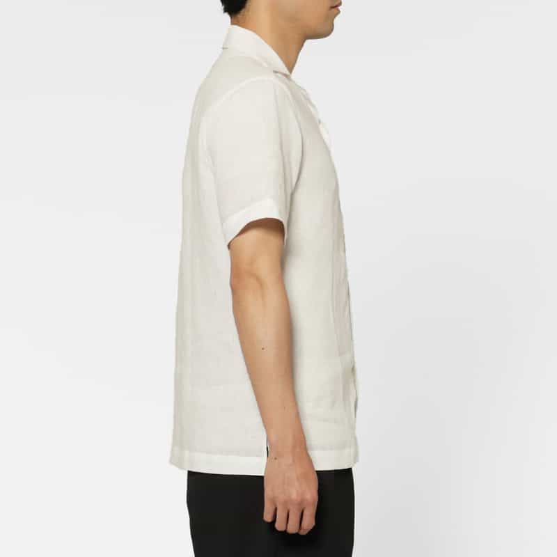BARNEYS NEW YORK オープンカラーリネンシャツ WHITE