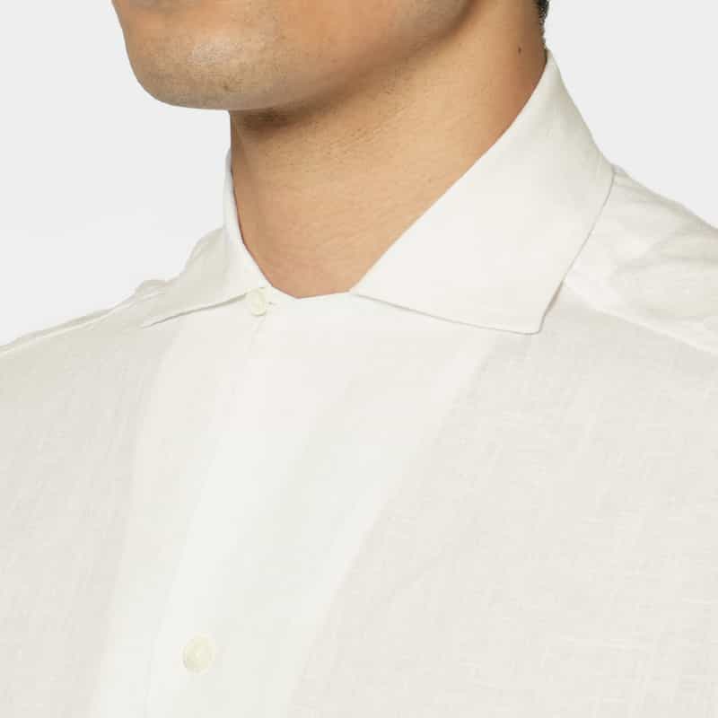 BARNEYS NEW YORK オープンカラーリネンシャツ WHITE