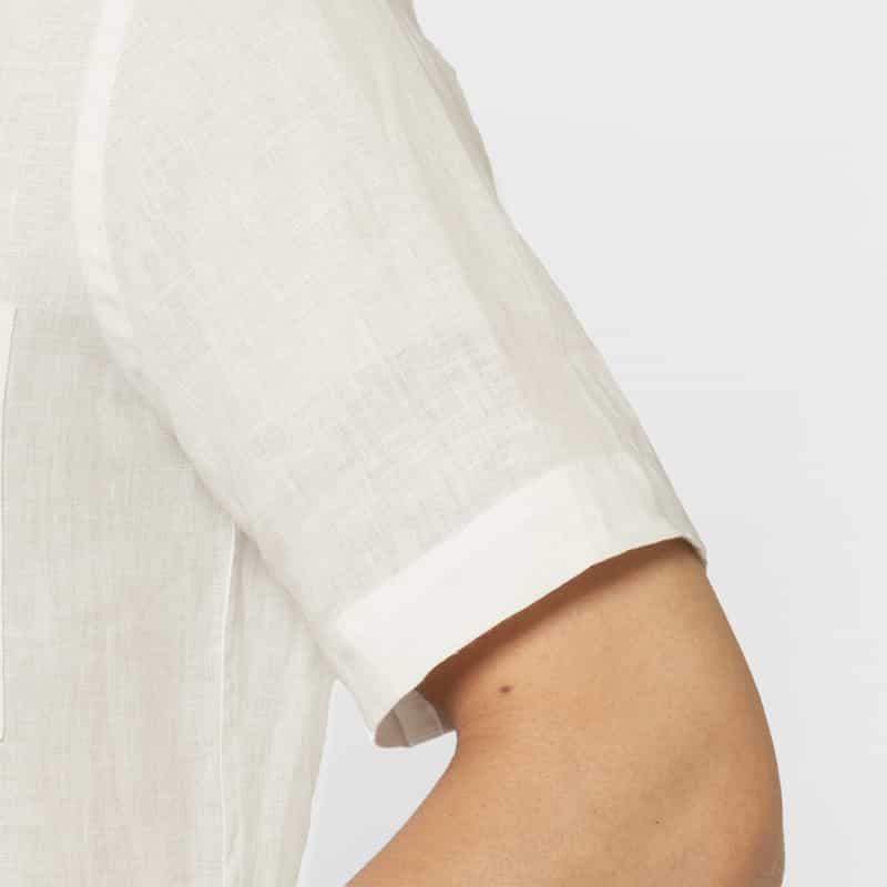 BARNEYS NEW YORK オープンカラーリネンシャツ WHITE