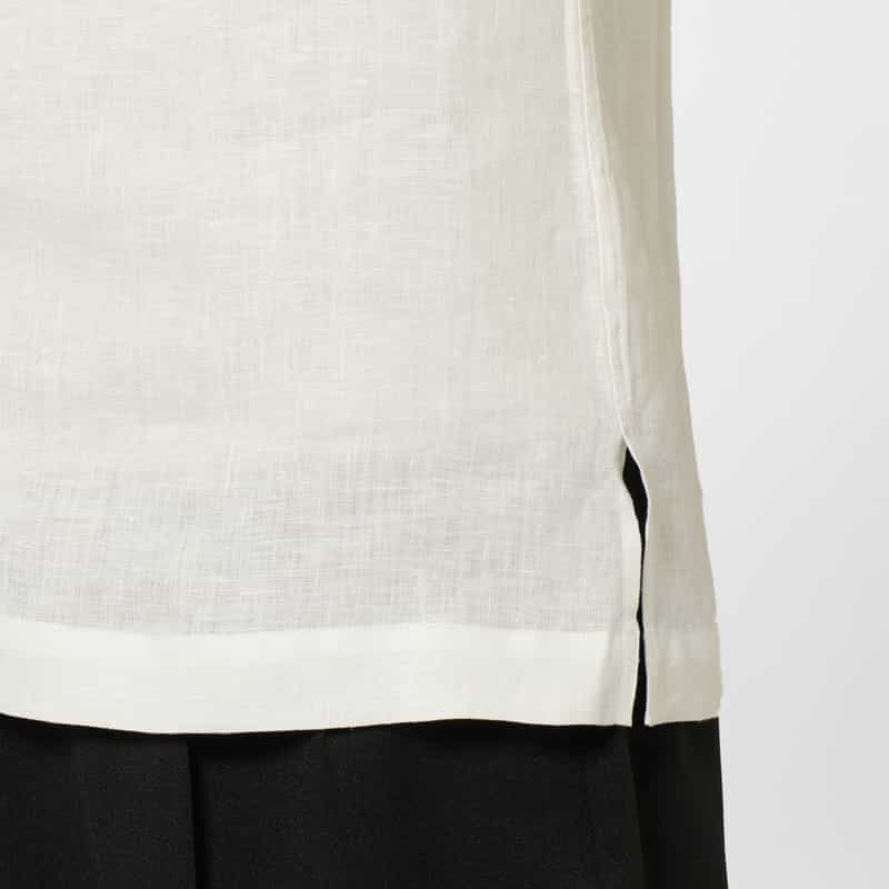 BARNEYS NEW YORK オープンカラーリネンシャツ WHITE