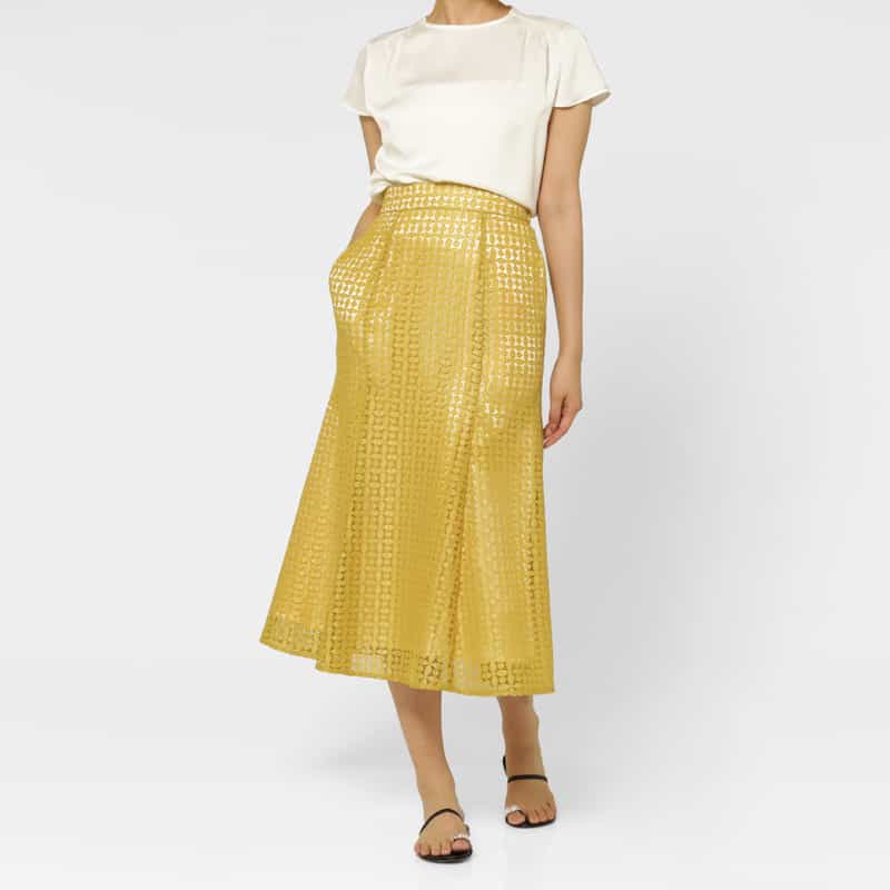 BARNEYS NEW YORK レース マーメイドスカート YELLOW