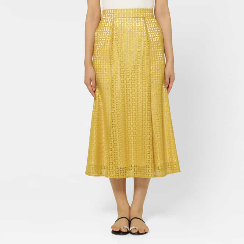 BARNEYS NEW YORK レース マーメイドスカート YELLOW