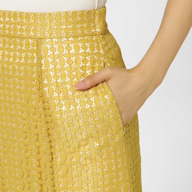 BARNEYS NEW YORK レース マーメイドスカート YELLOW